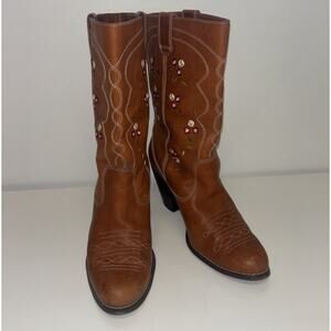 SEYCHELLES Brown Leather Boots Women's Size 8.5 Western VTG Boho Cowgirl Fairyco